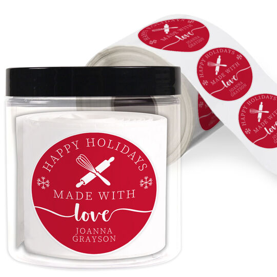 Holiday Made With Love Round Gift Stickers